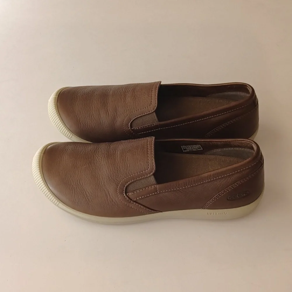 Keen Lorelai Slip On Leather Shoes  Sneakers SZ 8.5 Brown Walking Hiking Comfort - Picture 3 of 13